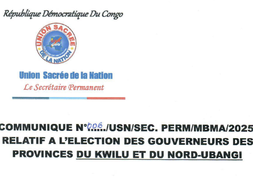 communiqué_n°006_relatif_à_l'election_des_gouverneurs_des_provinces_du_kwilu_et_nord-kivu