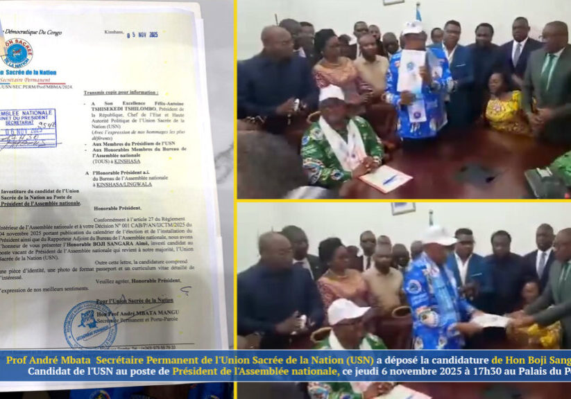 prof_mbata_secretaire_permanent_usn_dépose_candidature_hon_boji_sangara_aimé_poste_président_assemblée_nationale_6_novembre_2025